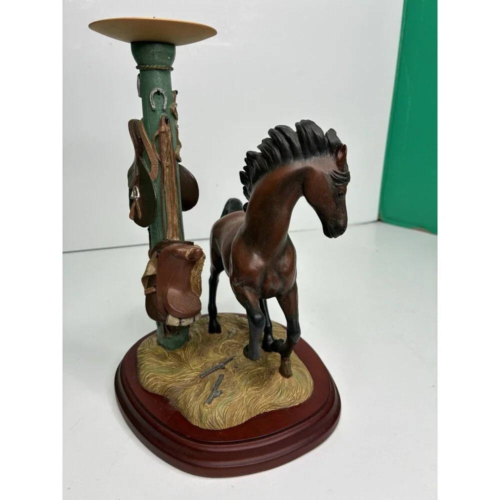 Danbury Mint Noble Brown Stallion Candlestick Holder By Gianni Benveuti